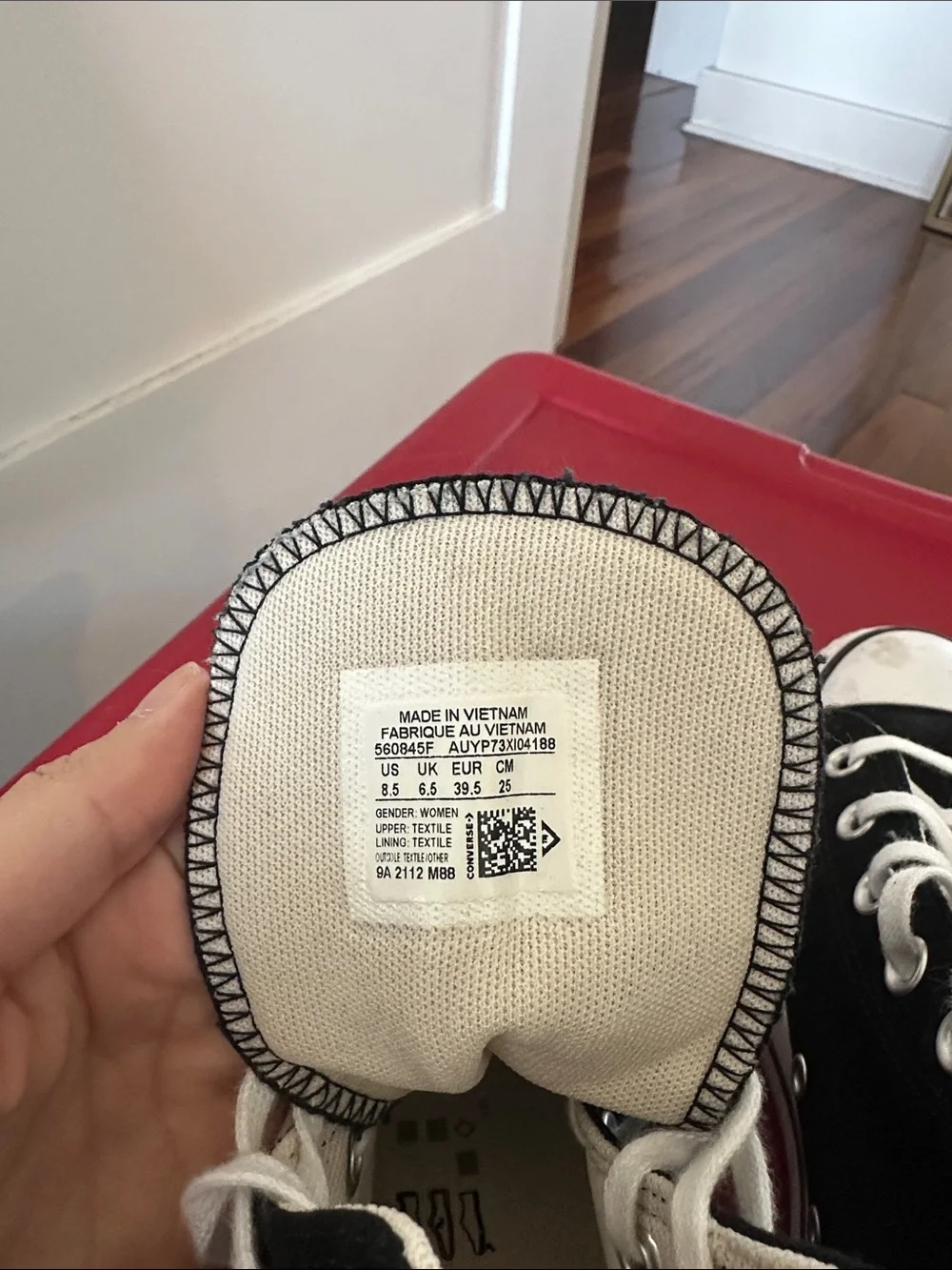 Converse Black and White High Top Sneakers - Picture 4 of 5